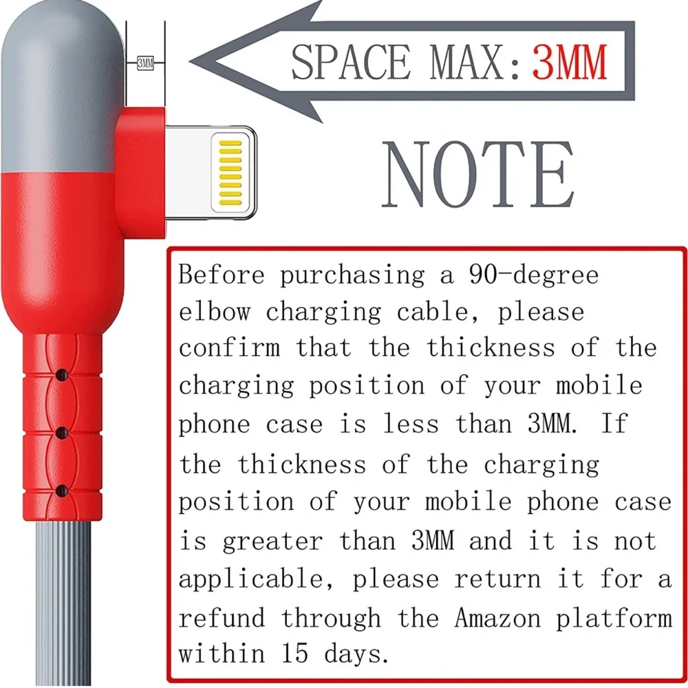 3 Pack 6 ft Colorful Premium iPhone Lightning Cable,90 Degree Charging Cord